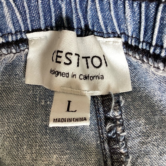 C’EST TOI Light Wash Cargo Denim Joggers Size Large - Picture 11 of 14